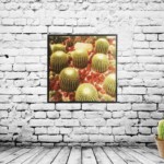 Quadro Cacto Grusoni do méxico em Tecido Canvas para Área Externas Sala Hall 53X53cm, Quadro Emoldurado na cor Preto