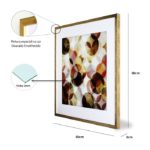 Par de Quadros Geométricos Super Luxo Circles “A & B” para Sala Quarto Hotéis Escritório, 50x50cm C/ Vidro 2mm e Moldura Especial na Cor Dourado Envelhecido