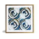 Quadro Geométrico Super Luxo “Circular” para Sala Quarto Hotéis Escritório, 50x50cm C/ Vidro 2mm e Moldura Especial na Cor Dourado Envelhecido