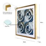 Quadro Geométrico Super Luxo “Circular” para Sala Quarto Hotéis Escritório, 50x50cm C/ Vidro 2mm e Moldura Especial na Cor Dourado Envelhecido