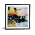 Par de Quadro Abstrato Super Luxo “A e B” para Sala Quarto Hotéis Escritório, 50x50cm C/ Vidro 2mm e Moldura Especial na Cor Prata Envelhecida