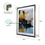 Par de Quadro Abstrato Super Luxo “A e B” para Sala Quarto Hotéis Escritório, 50x50cm C/ Vidro 2mm e Moldura Especial na Cor Prata Envelhecida