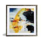 Par de Quadro Abstrato Super Luxo “A e B” para Sala Quarto Hotéis Escritório, 50x50cm C/ Vidro 2mm e Moldura Especial na Cor Prata Envelhecida