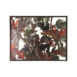 Conjunto de Quadros Botânicos Folhagem, Flor de Espinhos e Physocarpus em Tecido Canvas para Sala Quarto Hall Escritório, 53X43cm, Quadro Emoldurado, Moldura na Cor Tabaco